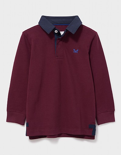 Cotton Rugby Shirt in Burgundy & Blue