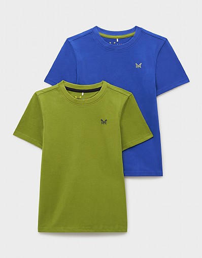 2-Pack Cotton Tees in Blue & Khaki