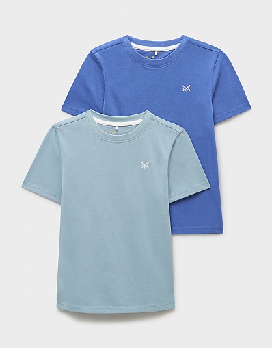 2-Pack Cotton Tees in Light & Mid-Blue