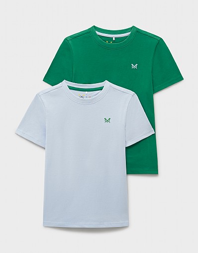 2-Pack Cotton Tees in Pale Blue & Green