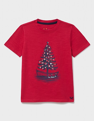 Cotton Short-Sleeve Graphic T-Shirt in Red