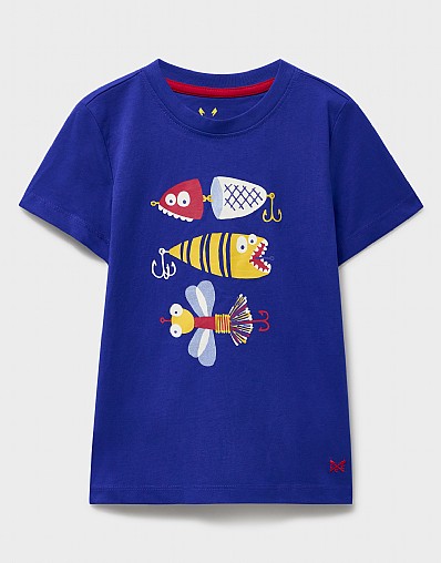 Printed Cotton T-Shirt in Blue