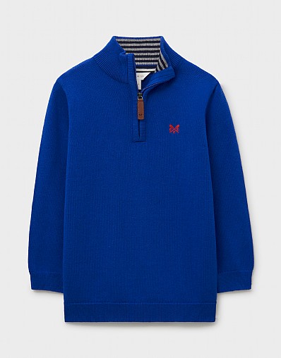 Classic Cotton Half-Zip Jumper in Deep Blue