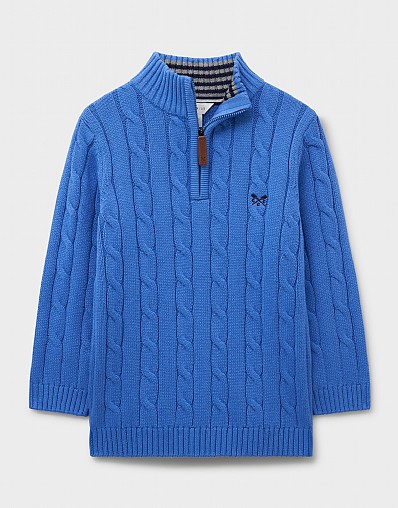 Oarsman Cable Half-Zip Jumper in Blue