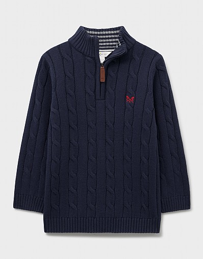 Oarsman Cable Half-Zip Jumper in Navy