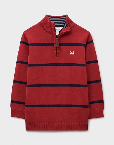 Classic Cotton Half Zip Jumper in Red and Navy