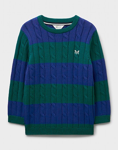 Heritage Cable Stripe Jumper in Green