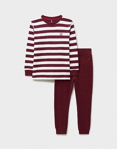 Yarn Dyed Long Sleeve Pyjama Set in Burgundy