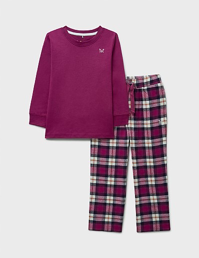 Jersey Woven Pyjama Set in Burgundy