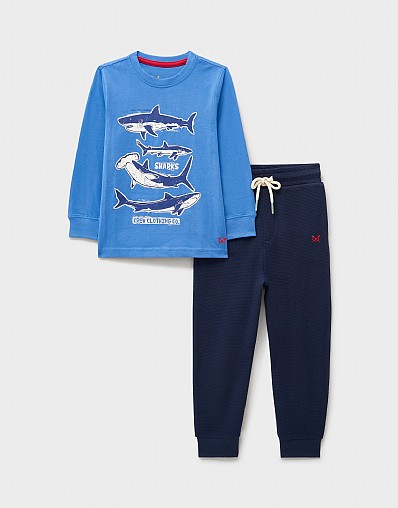 Waffle Pyjama Set in Dusty Blue