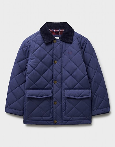 Contrast Cord Collar Quilted Jacket in Navy