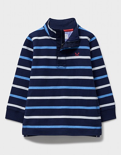 Stripe Piqué Padstow Sweatshirt in Navy Multicolour