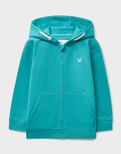 Crossed Oars Zip Through Hoodie in Turquoise