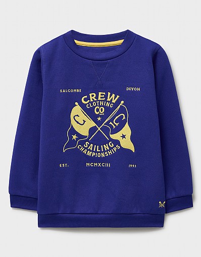 Embroidered Crew Sweatshirt in Blue