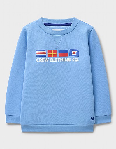 Embroidered Crew Sweatshirt in Light Blue