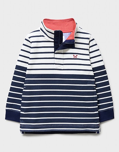 Cotton Piqué Padstow in Navy Stripes