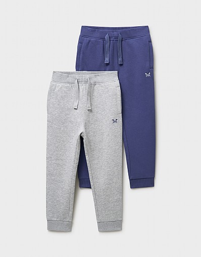 Cotton Blend Crossed Oars Joggers 2 Pack in Blue and Grey