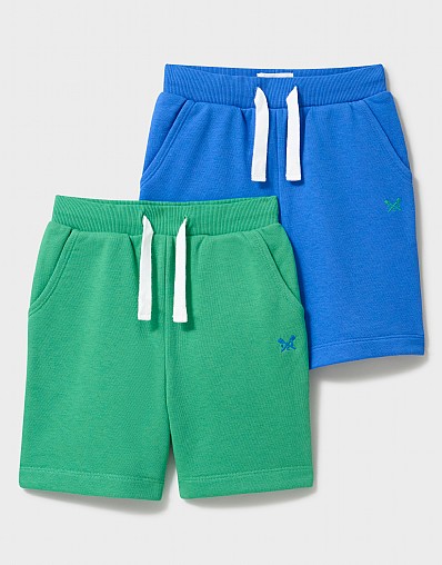 2-Pack Sweat Shorts in Green and Blue
