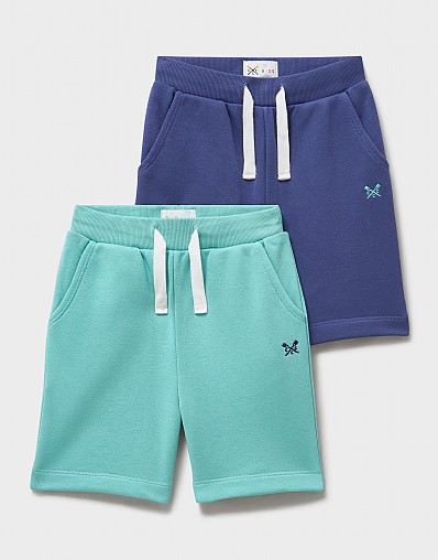2-Pack Sweat Shorts in Turquoise & Navy