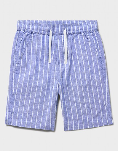 Striped Woven Cotton Shorts in Blue