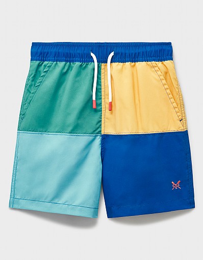 Swim Shorts in Blue, Green & Yellow Colour Block