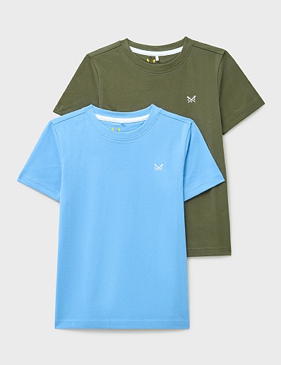 2 Pack Classic Cotton Tees in Khaki Green & Blue