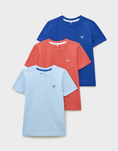 3 Pack Classic Cotton Tees in Blue & Red