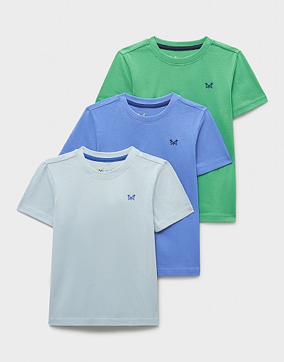 3 Pack Classic Cotton Tees in Blue & Green