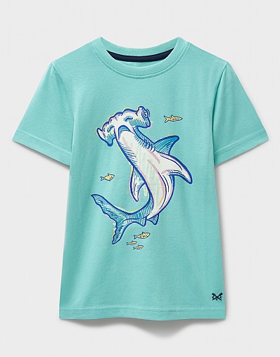 Crew Classic Shark Graphic Tee in Turquoise