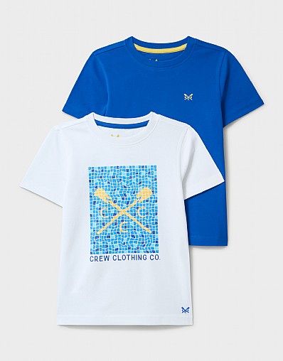 2 Pack Cotton T-Shirts in White and Blue