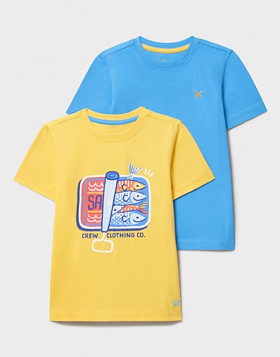 2 Pack Cotton T-Shirts in Yellow and Blue