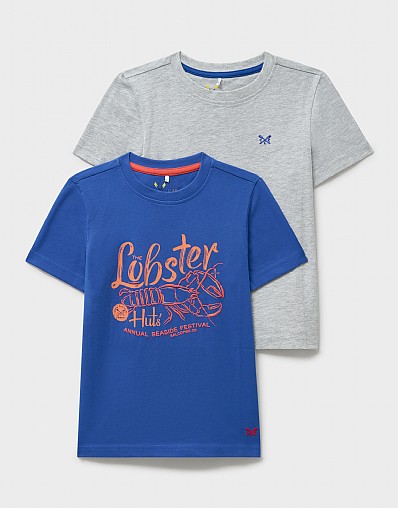 2 Pack Classic Cotton Tees in Blue and Grey