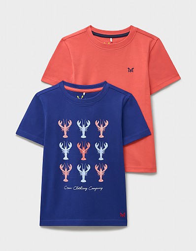 2 Pack Classic Cotton Tees in Blue and Red
