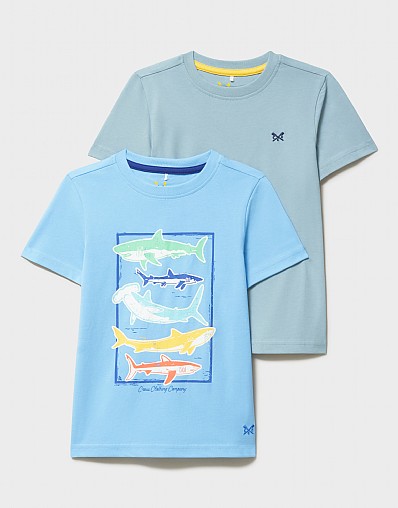 2 Pack Classic Cotton Tees in Grey and Blue