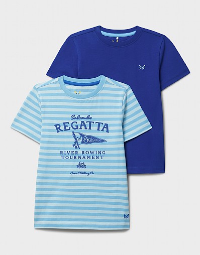 2 Pack Classic Cotton Tees in Blues and Stripes
