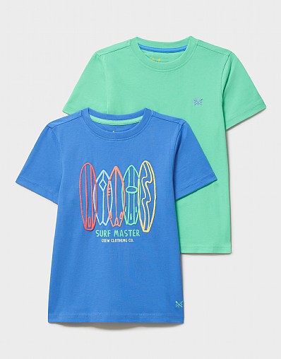 2 Pack Classic Cotton Tees in Green & Light Blue