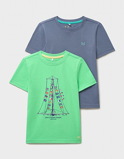 2 Pack Classic Cotton Tees in Grey and Green