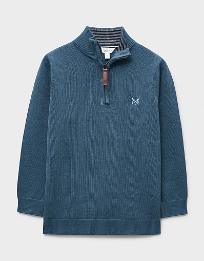 Classic Cotton Half-Zip Jumper in Teal