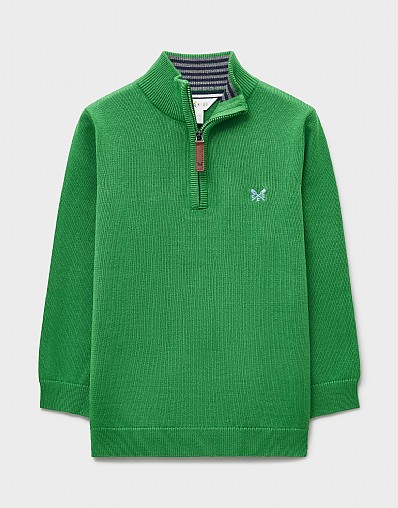 Classic Cotton Half-Zip Jumper in Green