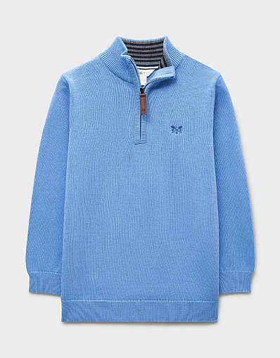 Classic Cotton Half-Zip Jumper in Light Blue