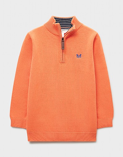 Classic Cotton Half-Zip Jumper in Orange