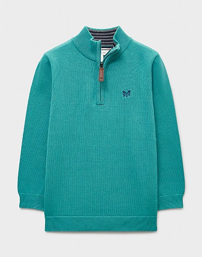 Classic Cotton Half-Zip Jumper in Turquoise