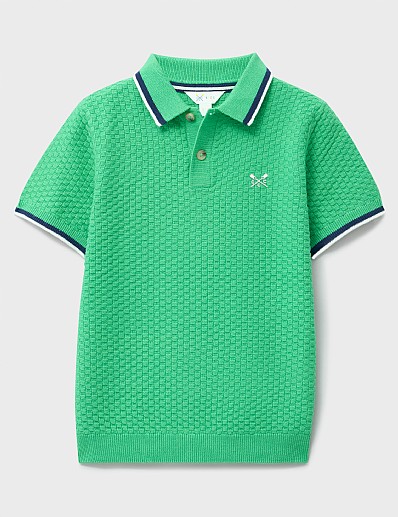 Short Sleeve Knitted Polo in Green