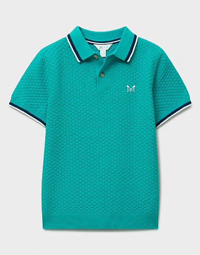 Short Sleeve Knitted Polo in Teal