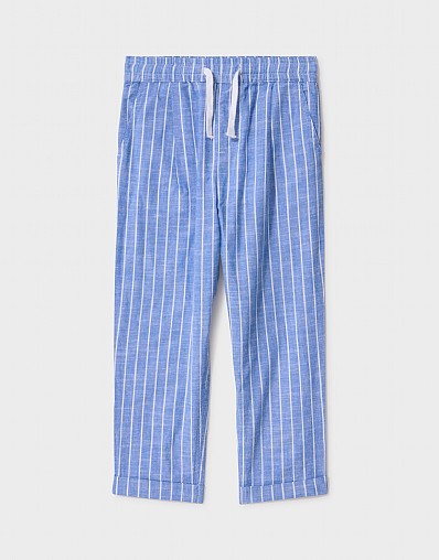 Relaxed Cotton Drawstring Trousers in Blue
