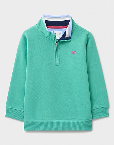 Yarn-Dyed Half Zip Sweatshirt in Aqua Blue