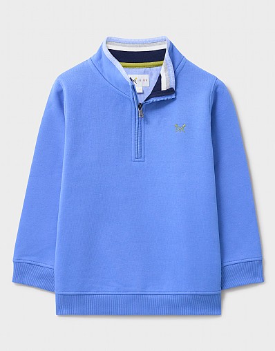 Yarn-Dyed Half Zip Sweatshirt in Blue