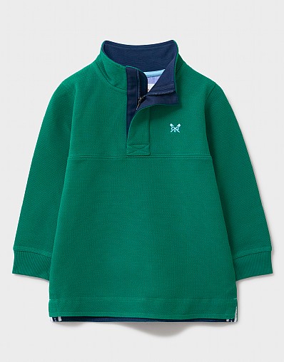 Padstow Pique Sweatshirt in Dark Green