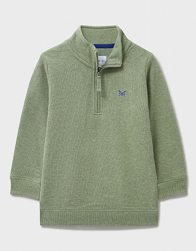 French Rib Half Zip Sweatshirt in Khaki