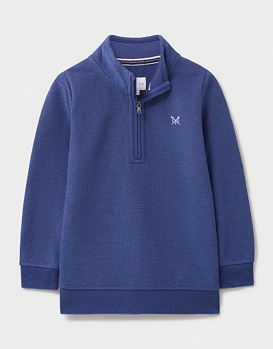 Birdseye Cotton Half Zip Sweatshirt in Navy